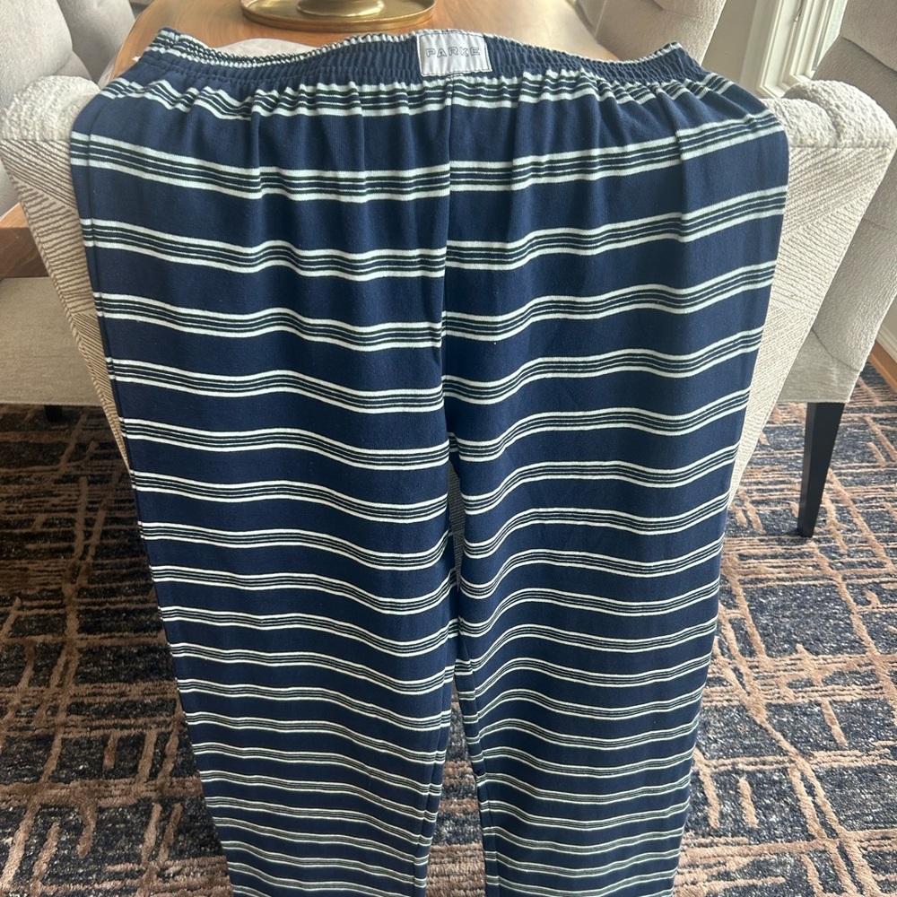 Brand New Parke Navy and White Striped Pants
